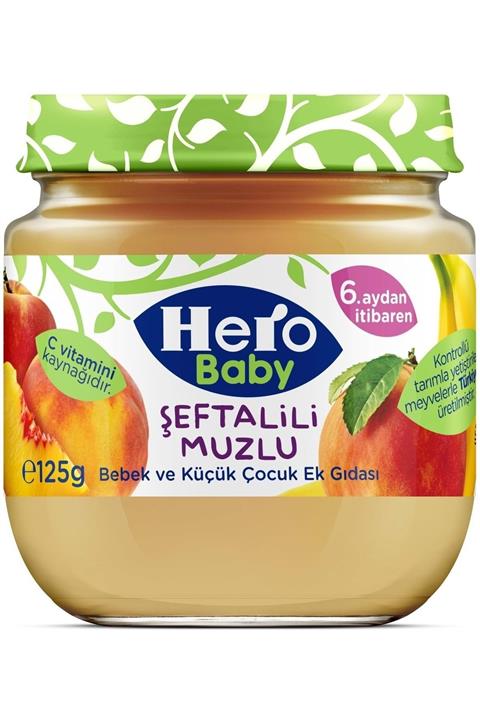 Hero Baby Kavanoz Maması 125gr Şeftalili Muzlu Tekli