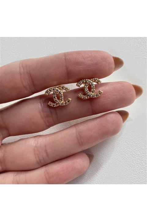 Okkostore Kadın Gold Rengi Cc Küpe Çifti,