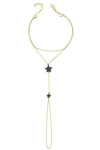 Piano Jewellery 14 Ayar Altın Cabaret Yıldız Siyah Agat Taşlı Şahmeran