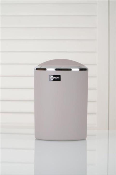 ACAR Lumea 16 Cm Gümüş Çerçeveli Akrilik Çöp Kovası Bej 9405