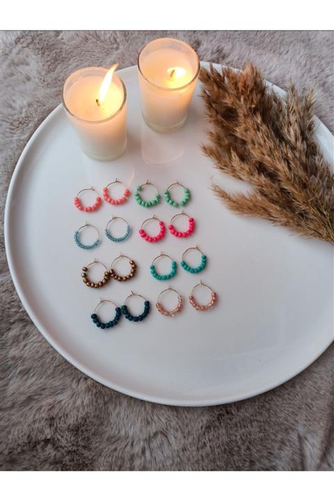 The Allis 8li Kadın Kız Renkli Halka Küpe Takımı