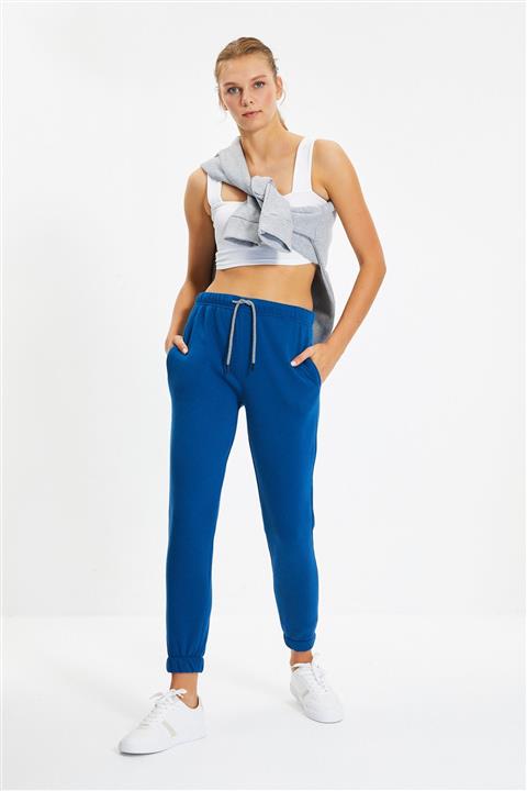 TRENDYOLMİLLA Indigo Basic Jogger Örme Şardonlu Eşofman Altı TWOAW22EA0202