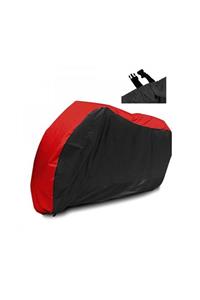 AutoEN MotoEN Honda Cbf 150 Branda ARKA ÇANTA UYUMLU Motosiklet Brandası (Bağlantı Tokalı) Siyah-Kırmızı