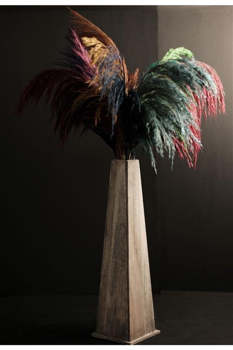 Ekinokshome Ahşap Vazo Çiçek, Pampas Vazosu