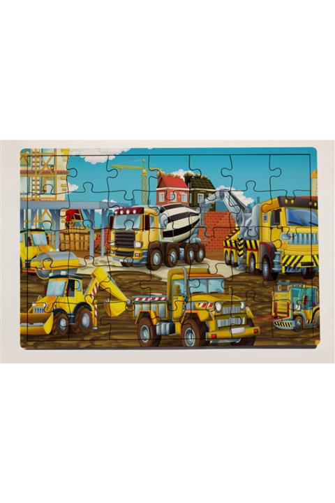 meyuhome Iş Makinaları 35 Parça Ahşap Puzzle Yapboz