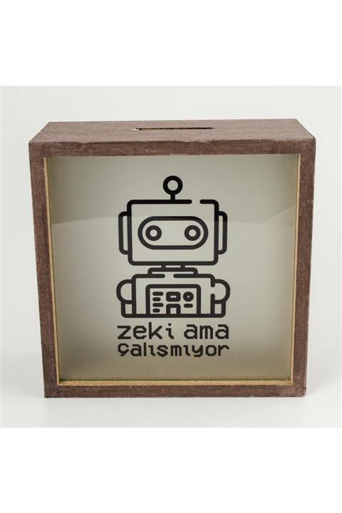 PALTO TASARIM Zeki Ama Çalışmıyor Ahşap Ve Cam Tasarımlı Kumbara