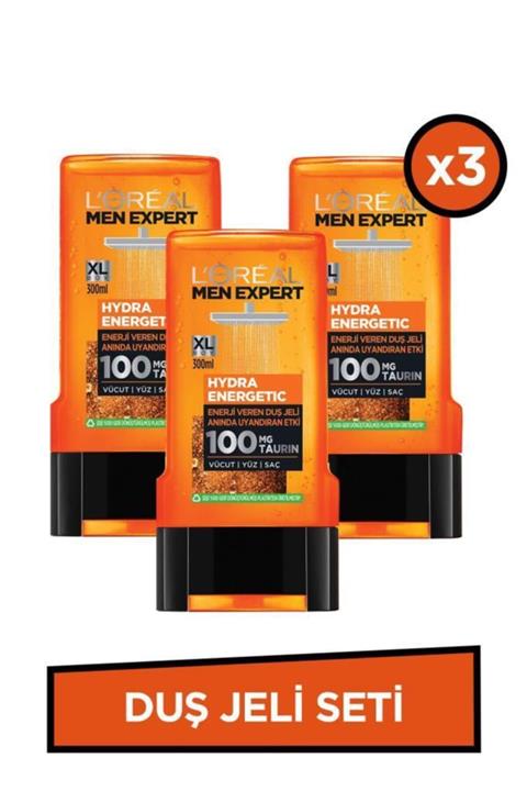L'Oreal Paris Men Expert Hydra Energetic Enerji Veren Duş Jeli 300ml 3'lü Set
