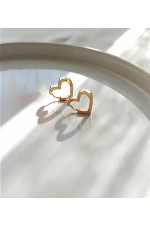 Ginger Takı Minimal Kalp Çelik Halka Küpe
