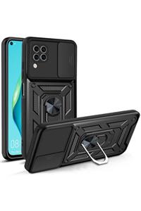 Huawei P40 Lite Uyumlu Kılıf Kamera Korumalı Sürgülü Yüzüklü Armor Military Tank Zırh