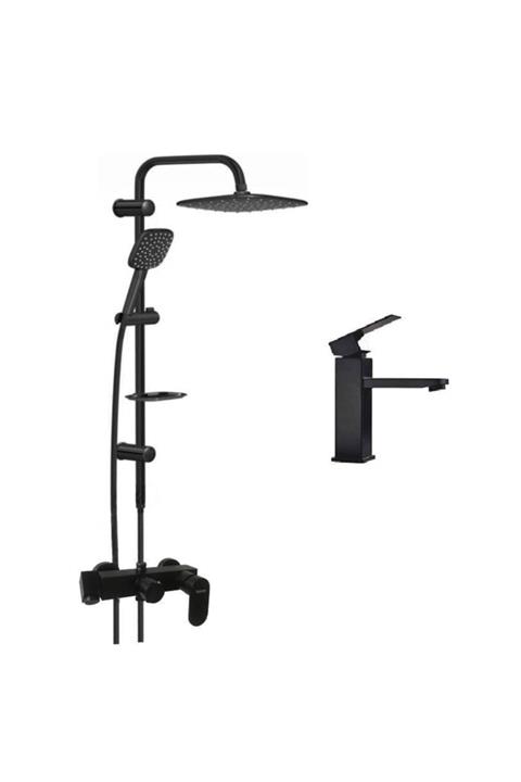 Rudi Siyah Banyo&lavabo Bataryası&valtemo Siyah Robot Duş Seti-602b3v