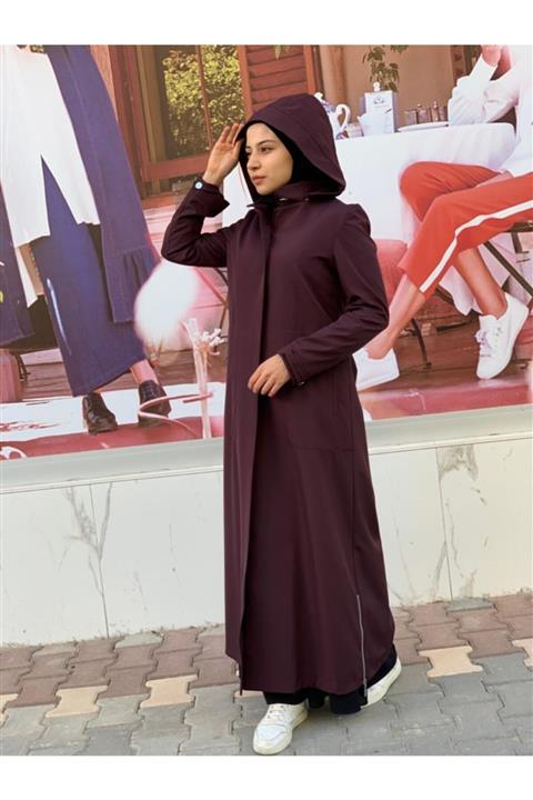Kayra Fermuar Detaylı Pardesü Bordo A20 15108