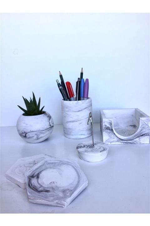 PAYATASARIM Ofis Seti Kalemlik Saksı Not Tutucu Bardakaltlık Ve Bloknotluk Kaktüs