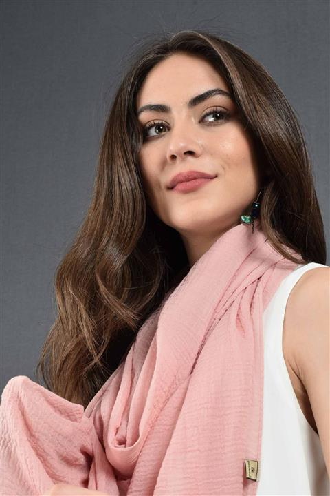 Dosimira Kadın Pembe Modal Pamuk Fular 45x195 Cm