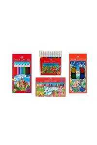 Faber Castell 4'lü Boya Seti (12'Lİ KURU-SULU-PASTEL-KEÇELİ BOYA) B.s