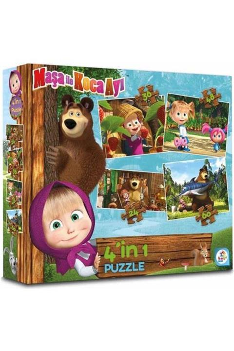 LAÇO Kids Masha Koca Ayı 4in1 Puzzle Ms7617