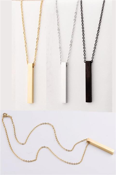 Bluem 3'lü Çubuk Kolye Seti - Sarı Siyah Gri Çubuk