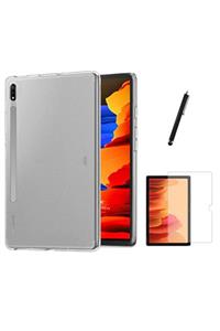 Samsung Galaxy Tab S7 T870 Uyumlu Tablet Kılıf + Ekran Koruyucu + Kalem Süper Silikon Şeffaf