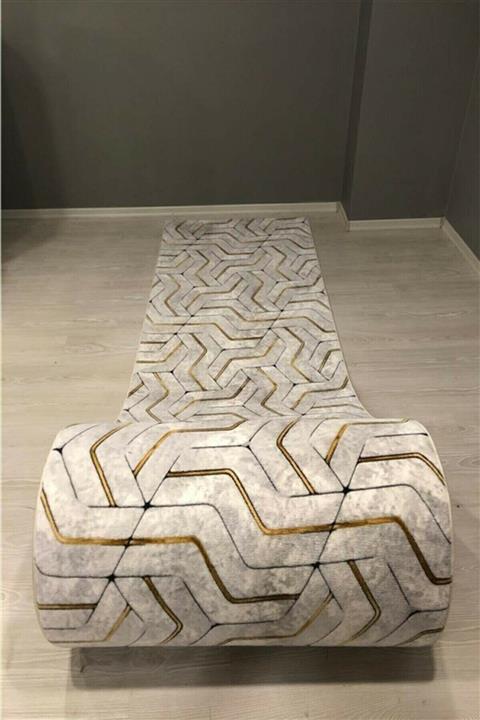 Mehmet Ayyıldız Hardal Desen Kaymaz Taban Yıkanabilir Mutfak Salon Banyo Yolluk Halı