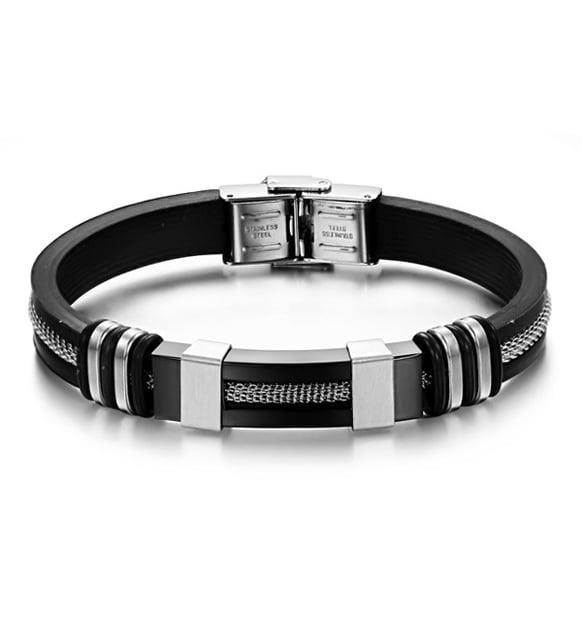 Chavin Siyah Ipc Kap. Kauçuk Çelik Erkek Bileklik cy87