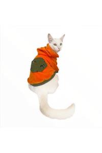 Kemique Orange Green Pocket Sweatshirt Kedi Süveteri