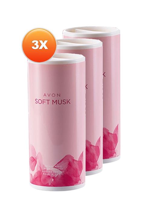 AVON Soft Musk Pırıltılı Vücut Pudrası 40 gr. Üçlü Set