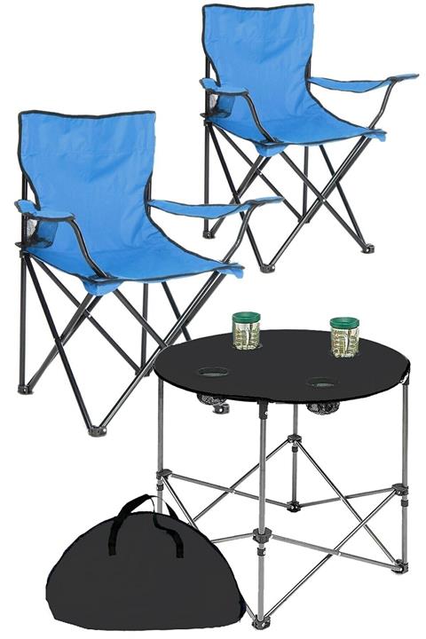 Moccastyle Katlanır Mavi Kamp Sandalyesi Bez Masa Kamp Seti 2 1 Kamp Sandalyesi Masa
