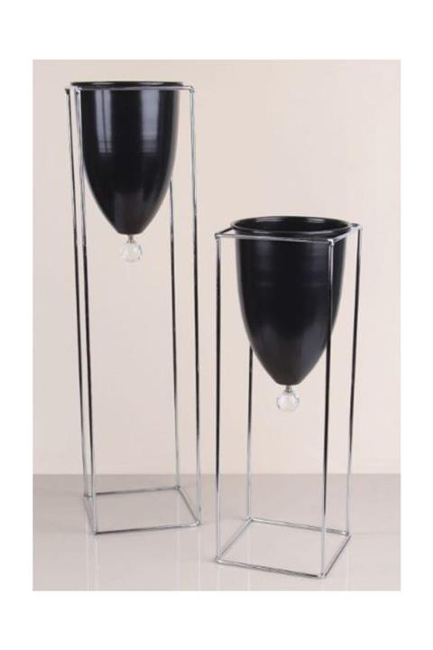 2Adam1Dekor Gümüş Lux 2'li Ayaklı Dekoratif Çiçeklik