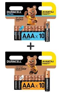 Duracell Alkalin Aaa Ince Kalem Piller, 10 Lu Paket + Ultra Alkalin Aaa Ince Kalem Piller,