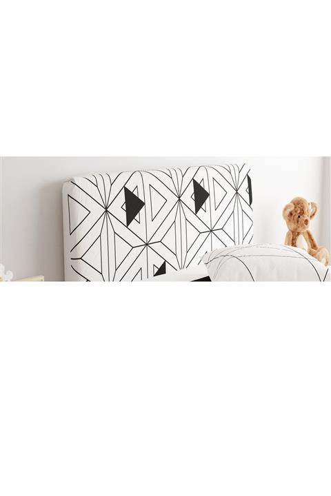 CİCİ TASARIM ÜRÜNLERİ Baza Başlık Kılıfı Genç Odası Siyah Beyaz Geometrik Üçgenler