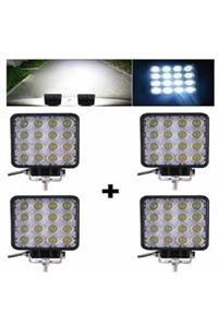 DORCAR 4 Adet 12v-24v Uyumlu 48w Off Road Sis Farı Sis Lambası 16 Led Kare Çalışma Lambası Su Geçirmez