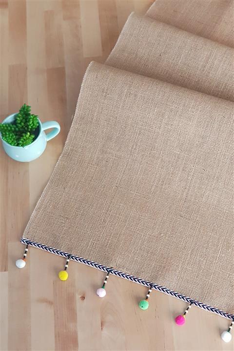 Funbou Jüt runner, boncuklu / 45x150 cm