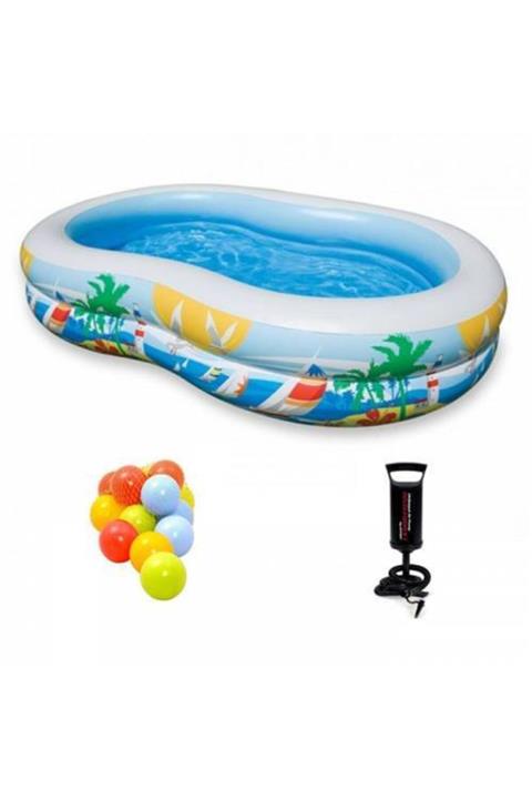 Mashotrend Intex Cennet Havuz - Aile Boyu Cennet Havuzu 262 X 160 X 46 Cm + 20 Adet Havuz Topu + Pompa Hediye