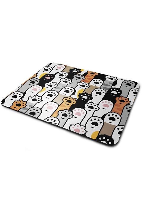 WuW Kedi Patileri Desenli Kaymaz Taban Dikdörtgen Mousepad
