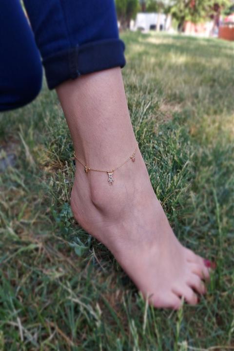 DEMOKAN Kadın Ayıcık Model Gold Kararmaz Çelik Halhal