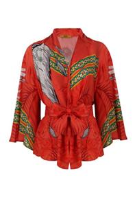 Jaquette by Elvan Tığlıoğlu Kadın Kırmızı Tokyo Blouse Kİmono
