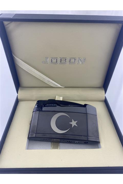 Jobon Ayyıldız Işlemeli Siyah Renk Lüks Metal Çakmak