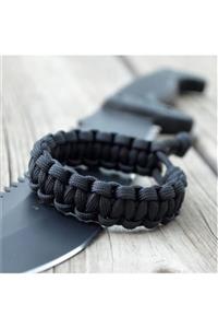 jackferrero Survival Paracord 550 Paraşüt Ipi Erkek Bileklik Siyah Renk