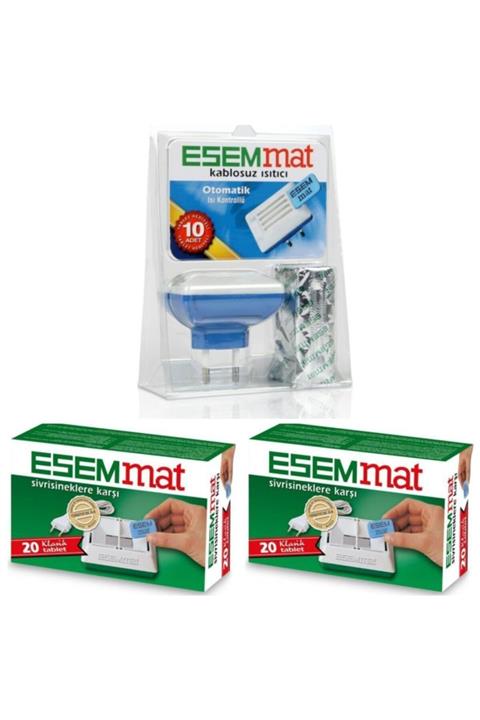 Esemmat Kablosuz Isıtıcı Sinek Kovucu Cihaz 10 Yedek Tablet + 40 Adet Tablet 2 Kutu