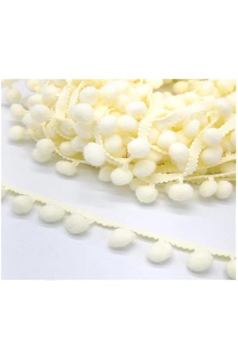 Kezban Tekstil Krem Şerit Ponpon 5 Metre