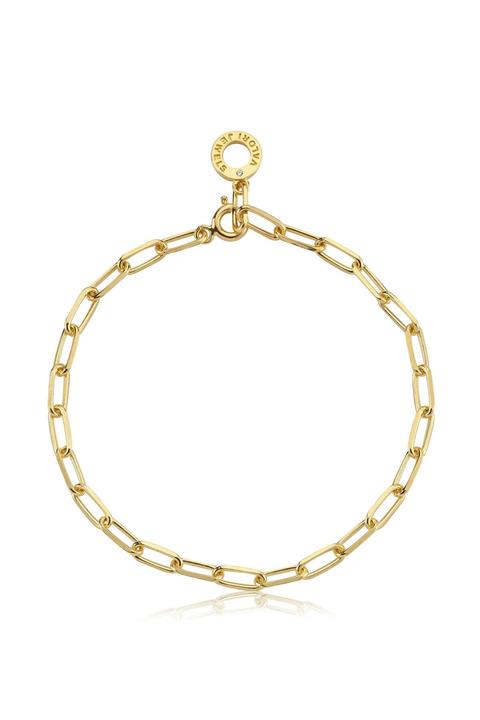 Valori Jewels Zincir, Zirkon Taşlı, Altın Rengi Gümüş Charm Bileklik