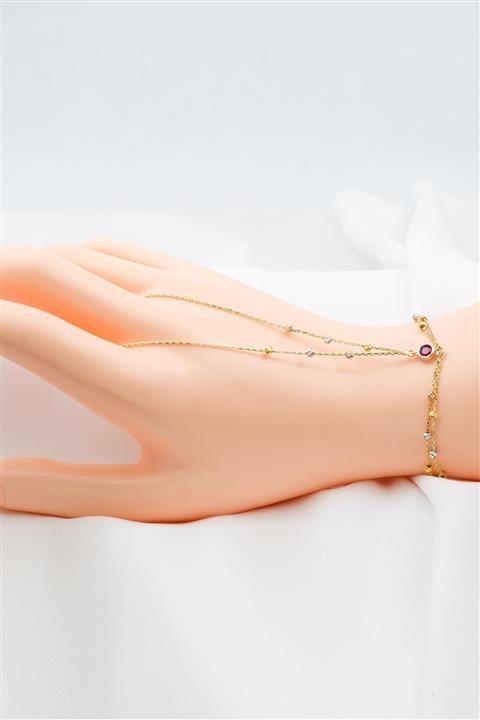 Bilezikci Kadın Altın Eflatun Tektaşlı Şahmeran