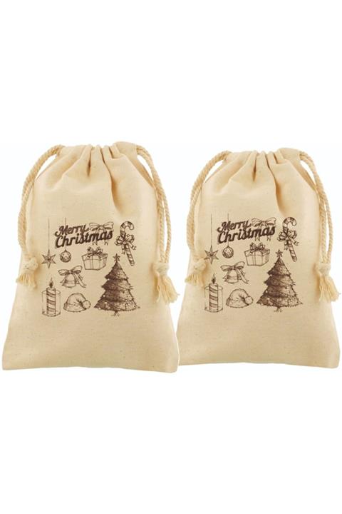 han collection Krem Yeni Yıl Hediye Torbası 2 Li 30x40