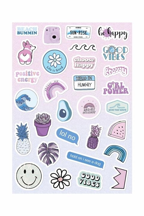 Duende Sticker - Lila Good Vibes Dekoratif Telefon Laptop Stickerı