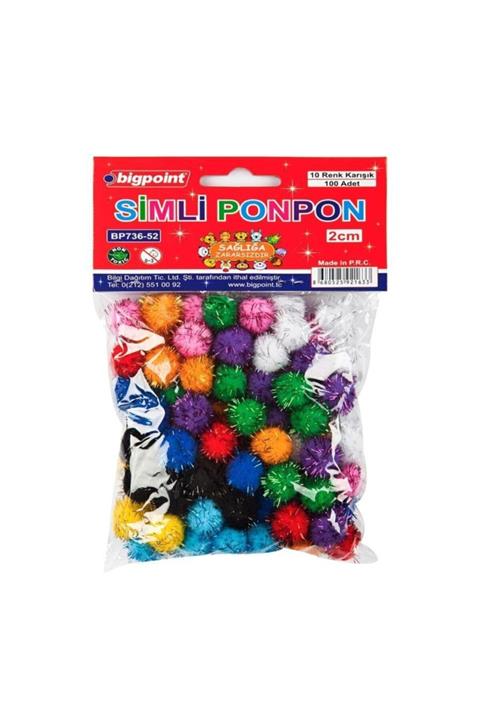 Bigpoint Ponpon Sımlı 2 Cm 10 Renk / 100 Lu Poset