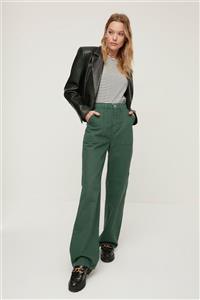 TRENDYOLMİLLA Yeşil Cep Detaylı 90's Wide Leg Jeans TWOAW22JE0595