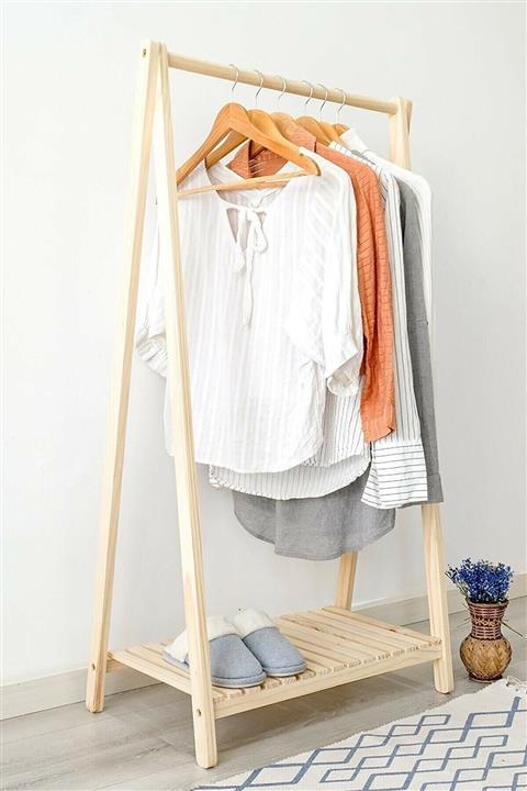 The BEST Shopping Ahşap Ayaklı Elbise Askılığı Gardrop Raf125 X 66 Cm