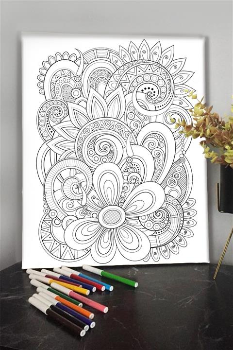 KanvasSepeti Desen 40x30cm Çocuklar Için Özel Boyanabilir Tablo Tuval Mandala Kalem Hediyesi Yoktur.