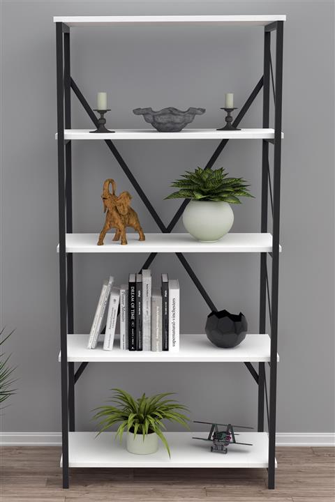 Pratico 5 Raflı Metal Kitaplık Beyaz