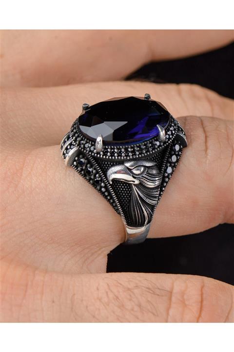 Prestige Gümüş Gümüş Erkek Yüzük Kartal Figürlü Zirkon Taşlı