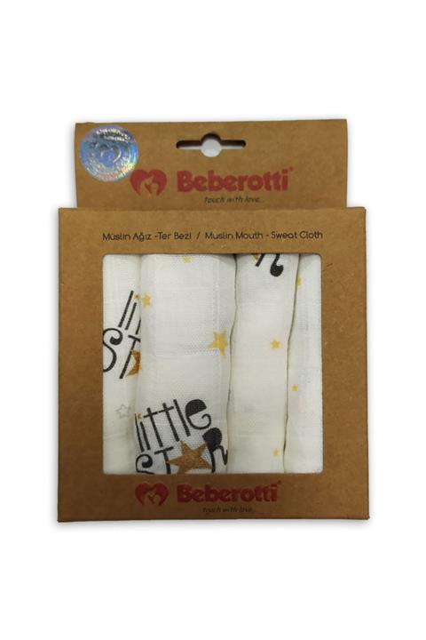 Beberotti Müslin 4'lü Ağız/ter Bezi | Little Star | 25x25 Cm
